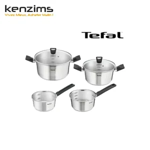 Tefal Série De 6 Pièces Fait touts Couvercles Et Casseroles Argent